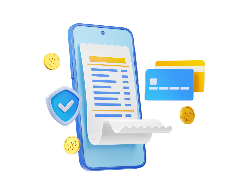 online payment security concept 3d phone bill