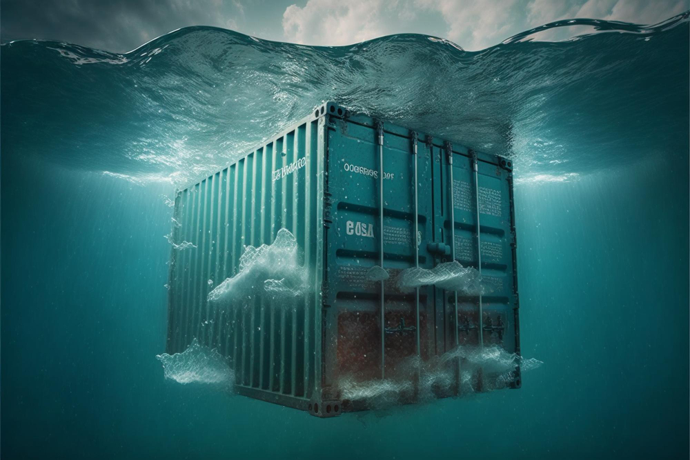 shipping cargo container lost sea ocean