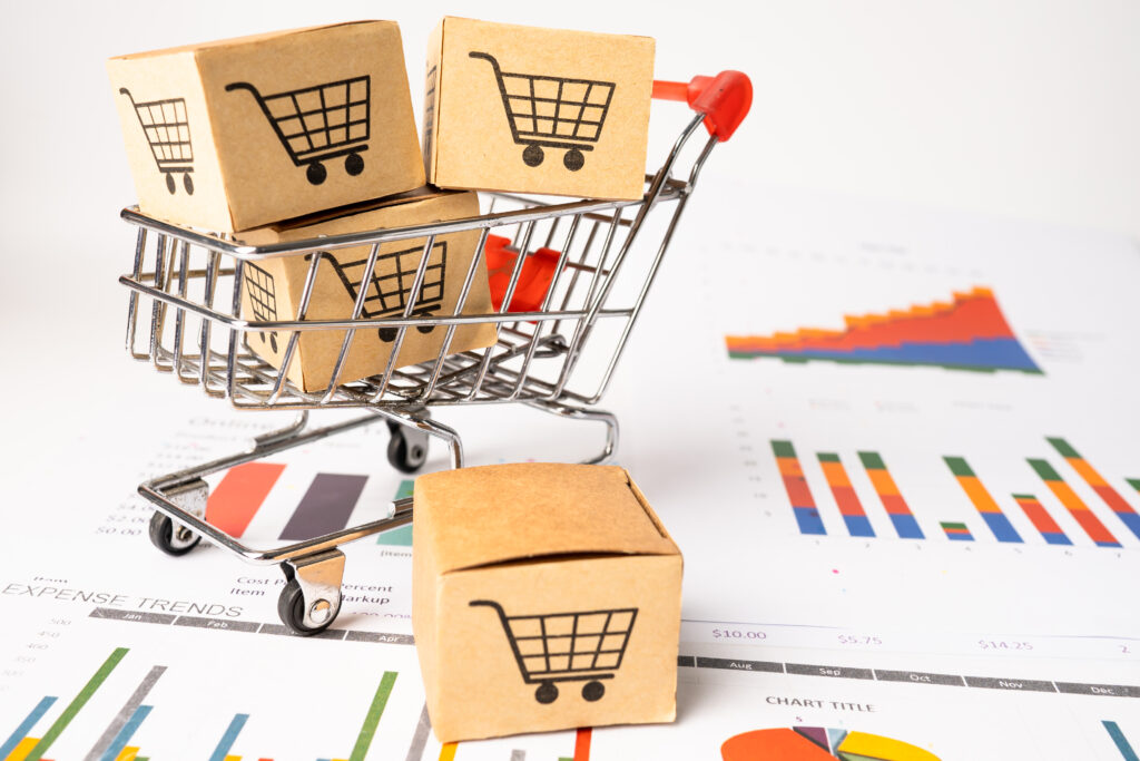 shopping cart logo on box with graph background b 2025 02 25 05 49 58 utc