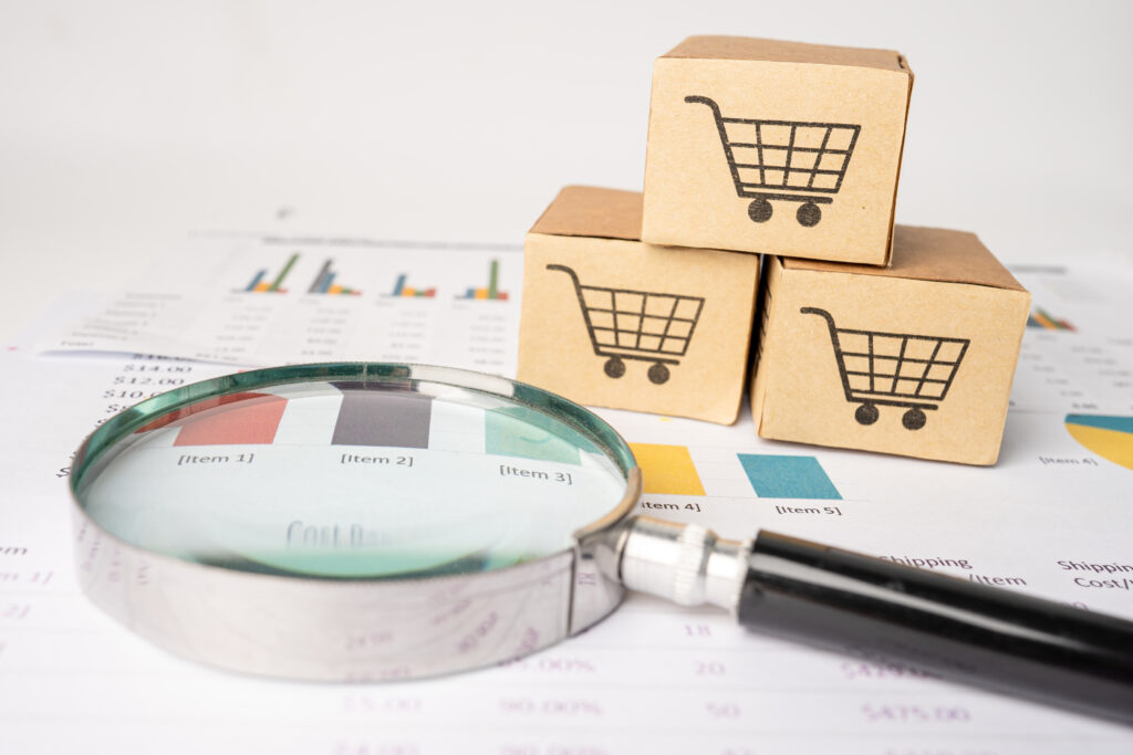 shopping cart logo on box with magnifying glass on 2025 02 25 02 37 27 utc