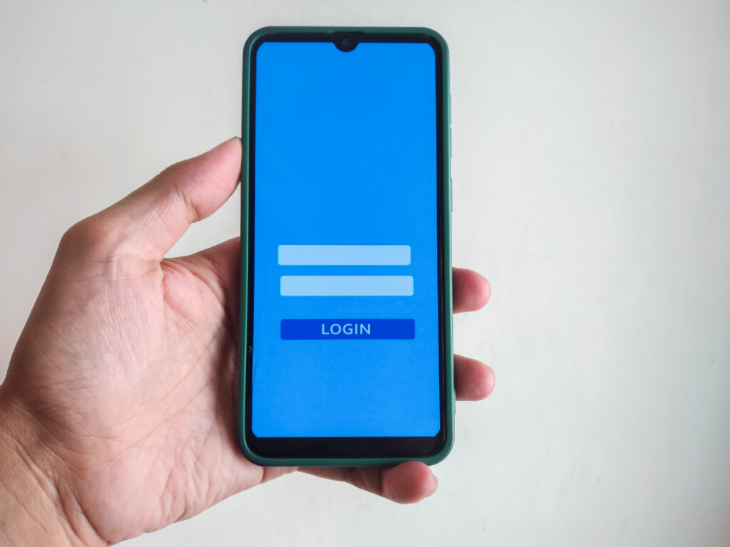 login interface on smartphone touch screen cyber 2024 05 27 02 52 00 utc